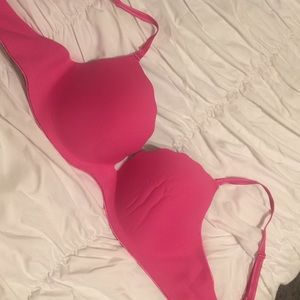 Pink scalloped with leopard inside print bra 36C